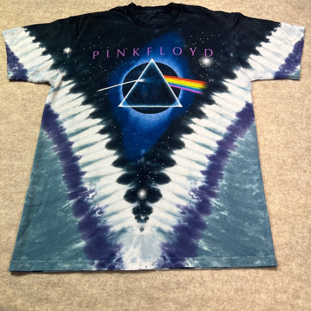 Liquid Blue Pink Floyd Dark Side of the Moon Tie Dye Graphic T-Shirt Small